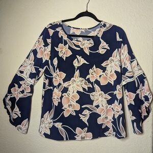 Floral Navy Blue Women's Top